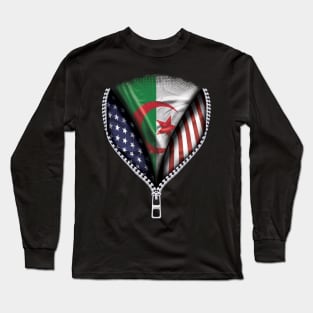 Algerian Flag  Algeria Flag American Flag Zip Down - Gift for Algerian From Algeria Long Sleeve T-Shirt